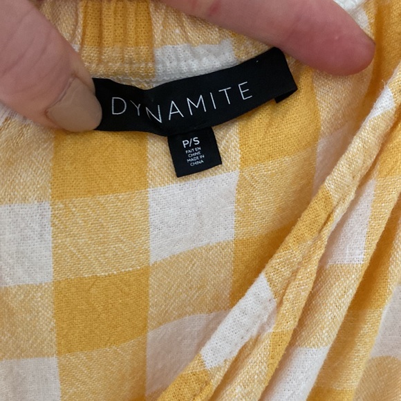 Women’s size small Dynamite Yellow Gingham mini dress - Picture 2 of 5